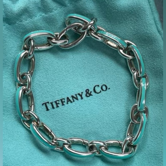 Blue enamel clapping link bracelet - Picture 1 of 8